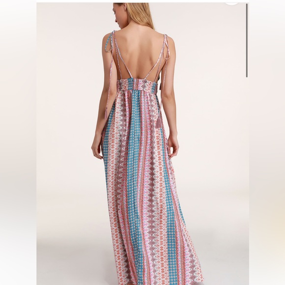 Lulus Maxin' Relaxin' Multi Print Maxi Dress size Medium - Picture 5 of 8